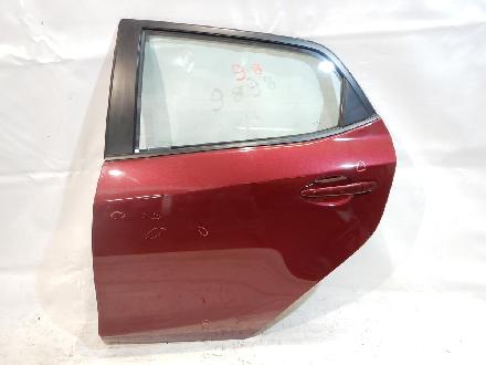 Mazda 2 DE Facelift Türe hinten links 5-Türer komplett mit Seitenscheibe und Türverkleidung , Fensterheber elektrisch , Farbe : Amunrot met. 