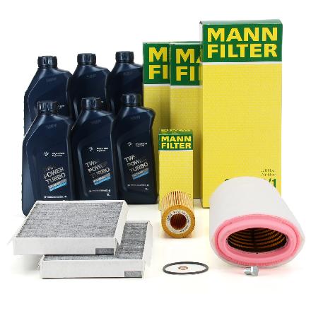 MANN Filterset 3-tlg + 6L ORIGINAL 5W30 Motoröl BMW 5er E60 E61 520d 150/163 PS M47