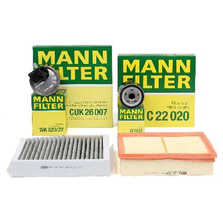 MANN-FILTER Filter, Innenraumluft CUK 26 007 + Ölfilter W 7032 + Luftfilter C 22 020 + Kraftstofffilter WK 820/22