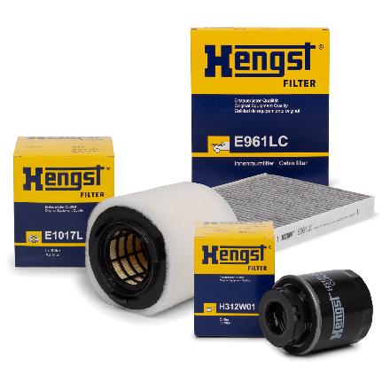 HENGST FILTER Ölfilter H312W01 + Luftfilter E1017L + Filter, Innenraumluft E961LC