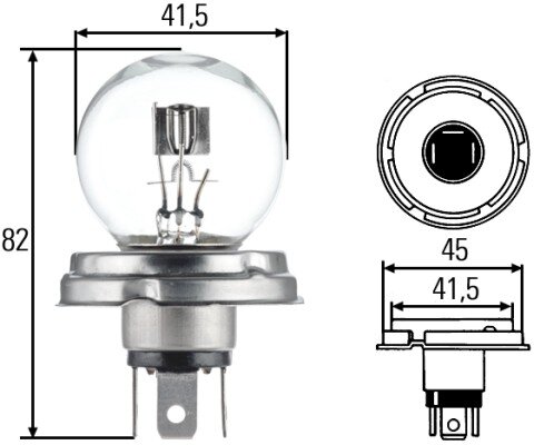 Glühlampe, Hauptscheinwerfer 6 V 45/40 W R2 (Bilux) HELLA 8GD 002 088-071