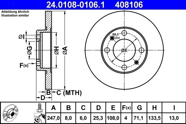 Bremsscheibe ATE 24.0108-0106.1