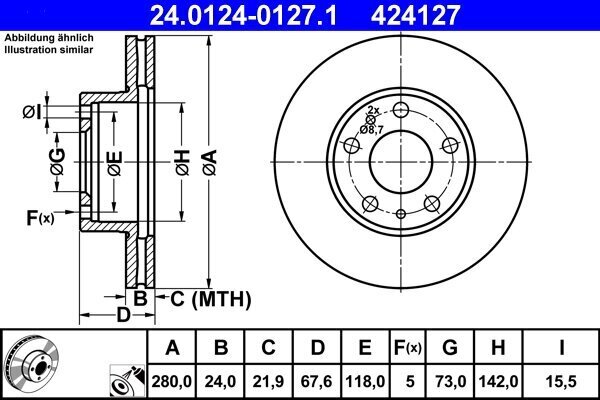 Bremsscheibe ATE 24.0124-0127.1