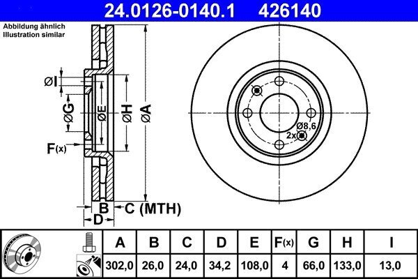 Bremsscheibe ATE 24.0126-0140.1