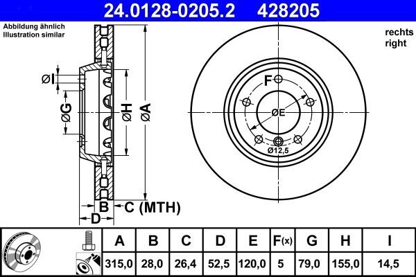 Bremsscheibe ATE 24.0128-0205.2