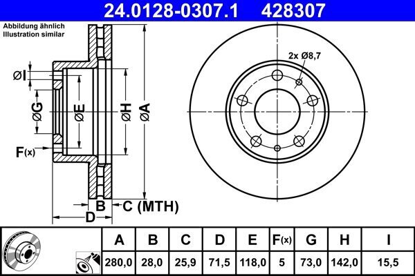 Bremsscheibe ATE 24.0128-0307.1