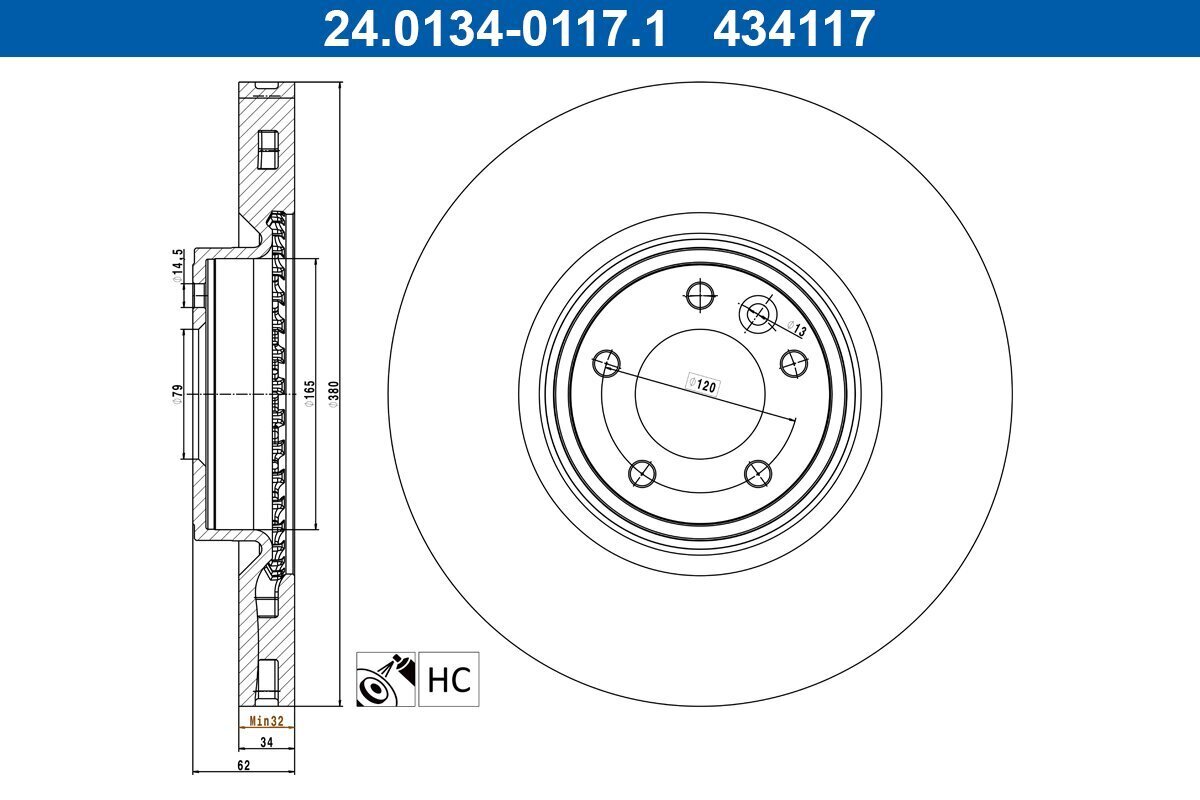 Bremsscheibe ATE 24.0134-0117.1