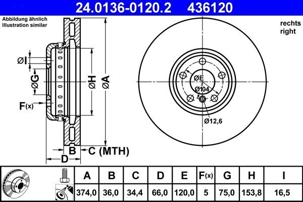 Bremsscheibe ATE 24.0136-0120.2