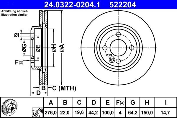 Bremsscheibe ATE 24.0322-0204.1