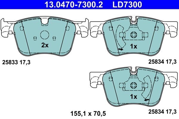 Bremsbelagsatz, Scheibenbremse ATE 13.0470-7300.2 Bild Bremsbelagsatz, Scheibenbremse ATE 13.0470-7300.2