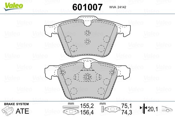 Bremsbelagsatz, Scheibenbremse VALEO 601007