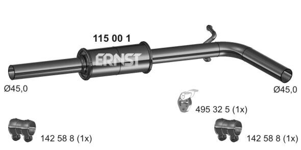 Mittelschalldämpfer ERNST 115001