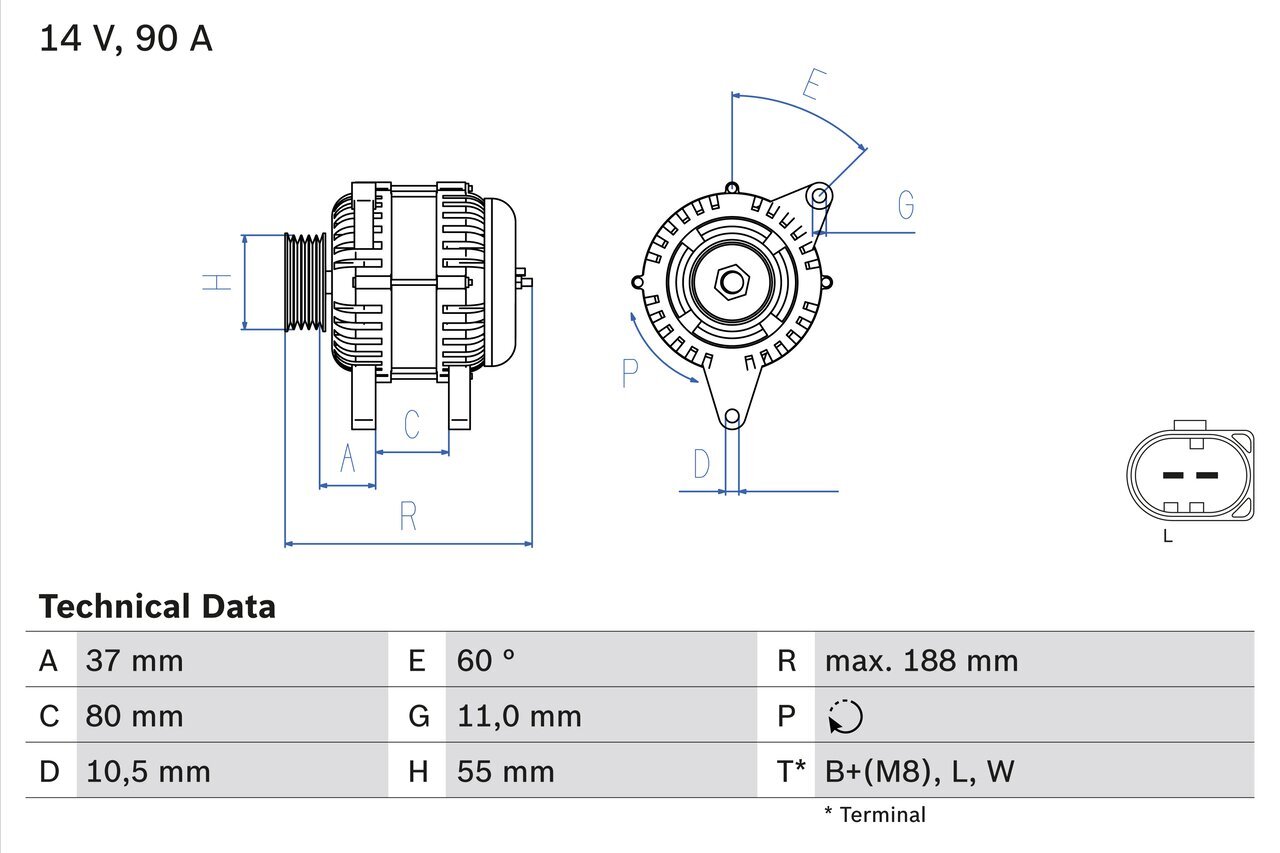 Generator 14 V BOSCH 0 986 081 360