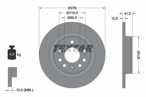 Bremsscheibe TEXTAR 92118503