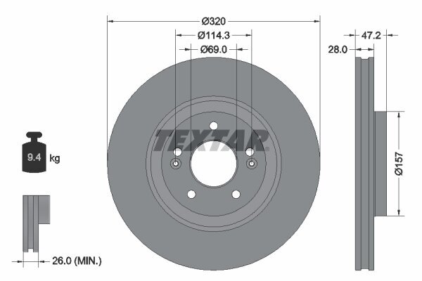 Bremsscheibe TEXTAR 92306303