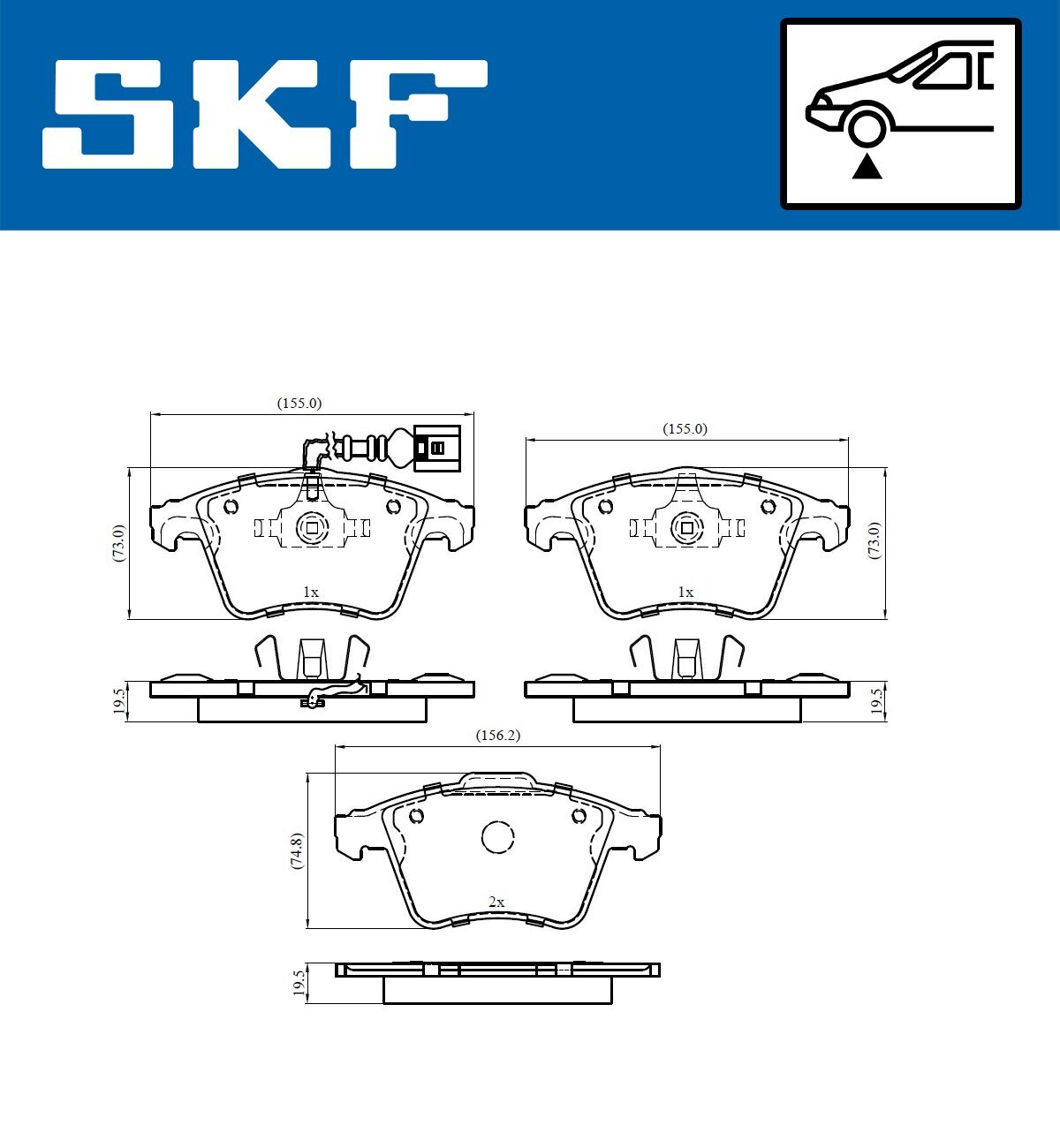 Bremsbelagsatz, Scheibenbremse SKF VKBP 80589 E