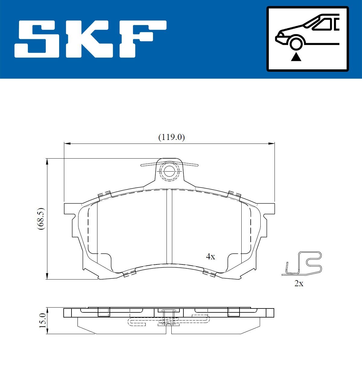 Bremsbelagsatz, Scheibenbremse SKF VKBP 80780 E