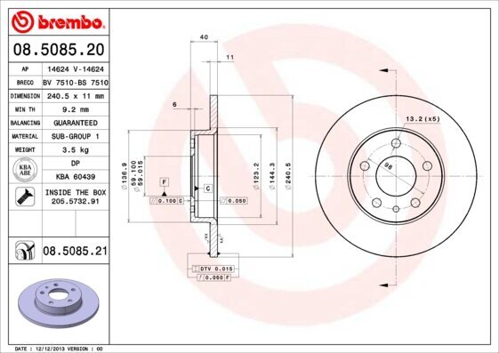 Bremsscheibe BREMBO 08.5085.21