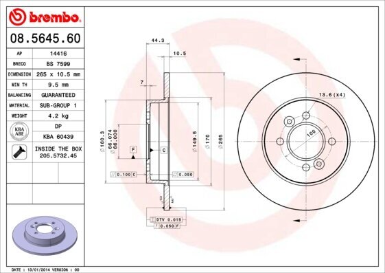 Bremsscheibe BREMBO 08.5645.60