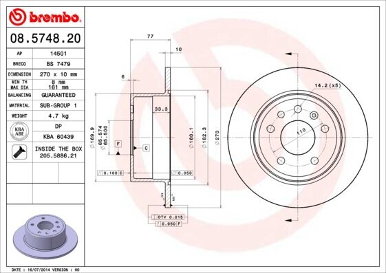 Bremsscheibe BREMBO 08.5748.20