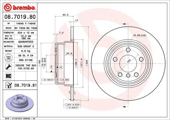 Bremsscheibe BREMBO 08.7019.81