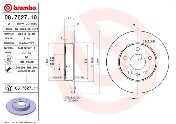 Bremsscheibe BREMBO 08.7627.11