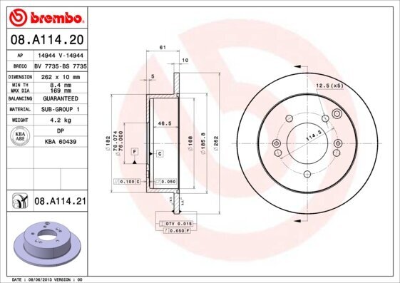 Bremsscheibe BREMBO 08.A114.21