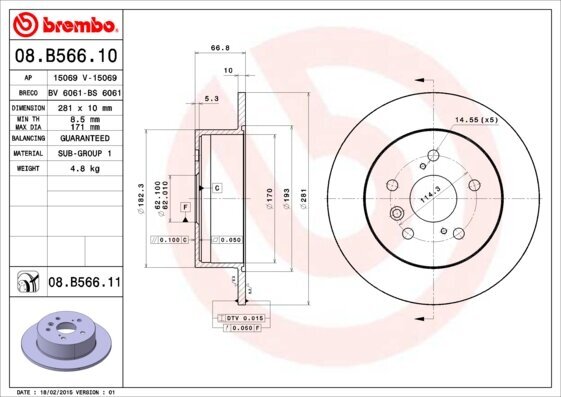 Bremsscheibe BREMBO 08.B566.11