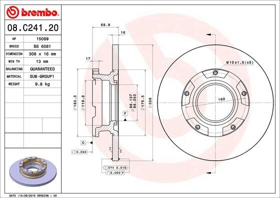 Bremsscheibe BREMBO 08.C241.20