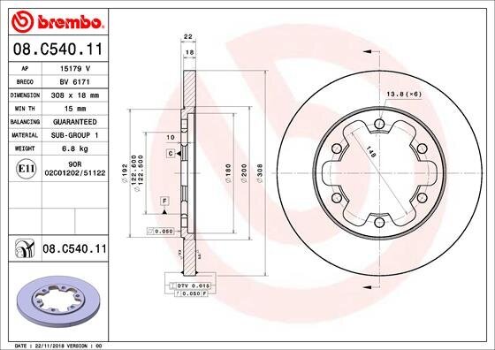 Bremsscheibe BREMBO 08.C540.11