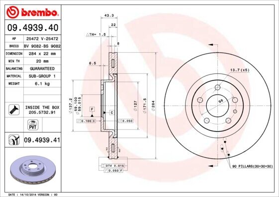 Bremsscheibe BREMBO 09.4939.41