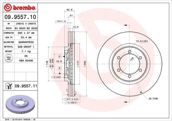 Bremsscheibe BREMBO 09.9557.11