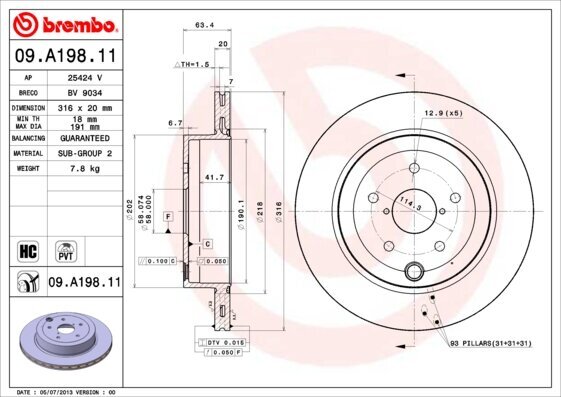 Bremsscheibe BREMBO 09.A198.11