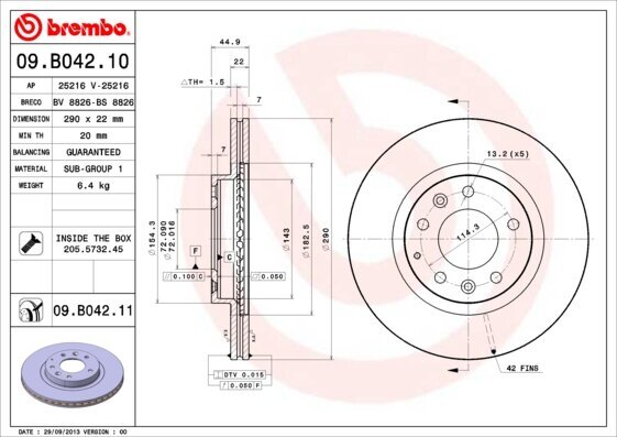 Bremsscheibe BREMBO 09.B042.11