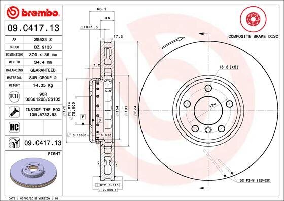 Bremsscheibe BREMBO 09.C417.13