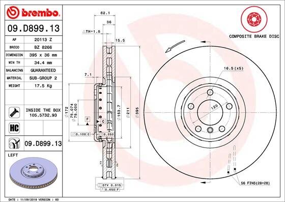 Bremsscheibe BREMBO 09.D899.13