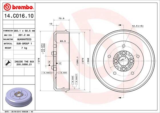 Bremstrommel BREMBO 14.C016.10