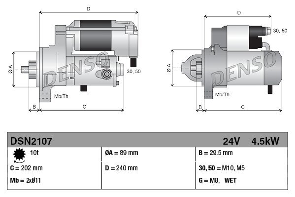 Starter 24 V 4,5 kW DENSO DSN2107