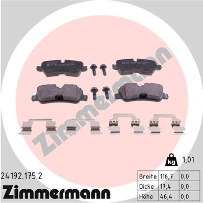 Bremsbelagsatz, Scheibenbremse ZIMMERMANN 24192.175.2
