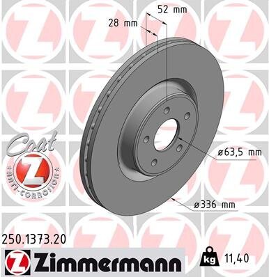 Bremsscheibe ZIMMERMANN 250.1373.20 Bild Bremsscheibe ZIMMERMANN 250.1373.20