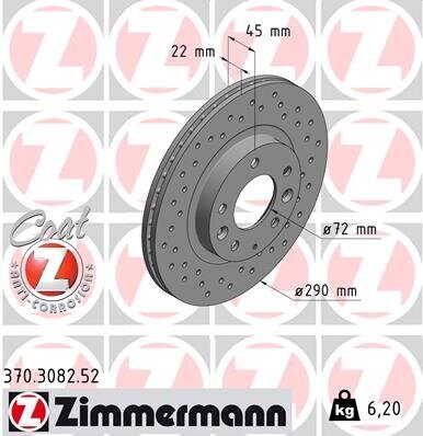 Bremsscheibe ZIMMERMANN 370.3082.52