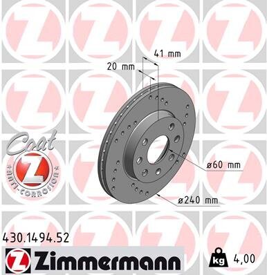 Bremsscheibe ZIMMERMANN 430.1494.52