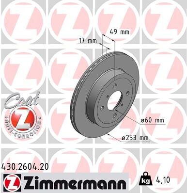 Bremsscheibe ZIMMERMANN 430.2604.20