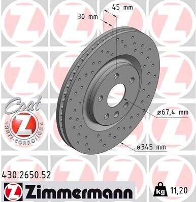 Bremsscheibe ZIMMERMANN 430.2650.52 Bild Bremsscheibe ZIMMERMANN 430.2650.52