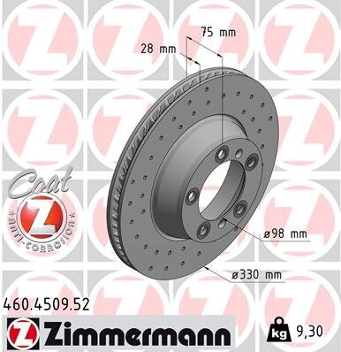 Bremsscheibe ZIMMERMANN 460.4509.52