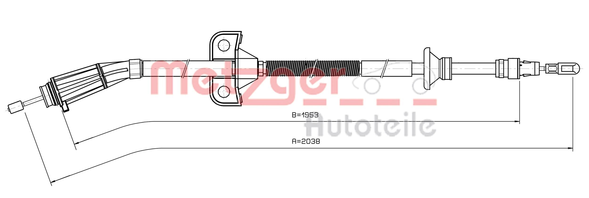 Seilzug, Feststellbremse METZGER 10.8070 Bild Seilzug, Feststellbremse METZGER 10.8070