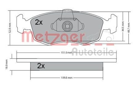 Bremsbelagsatz, Scheibenbremse METZGER 1170249