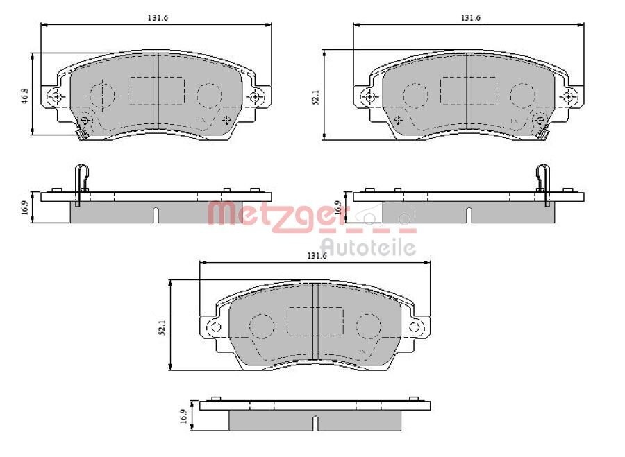 Bremsbelagsatz, Scheibenbremse METZGER 1170824 Bild Bremsbelagsatz, Scheibenbremse METZGER 1170824