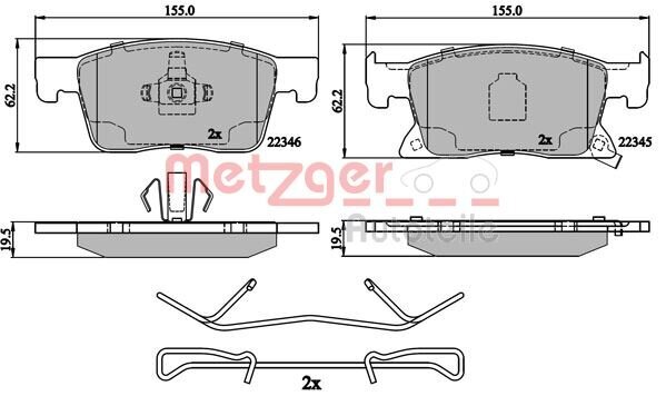 Bremsbelagsatz, Scheibenbremse METZGER 1170903 Bild Bremsbelagsatz, Scheibenbremse METZGER 1170903