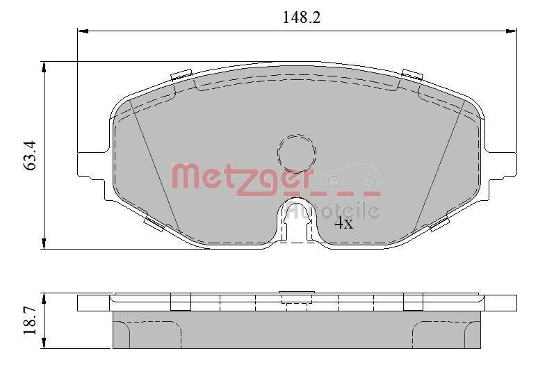 Bremsbelagsatz, Scheibenbremse METZGER 1170949